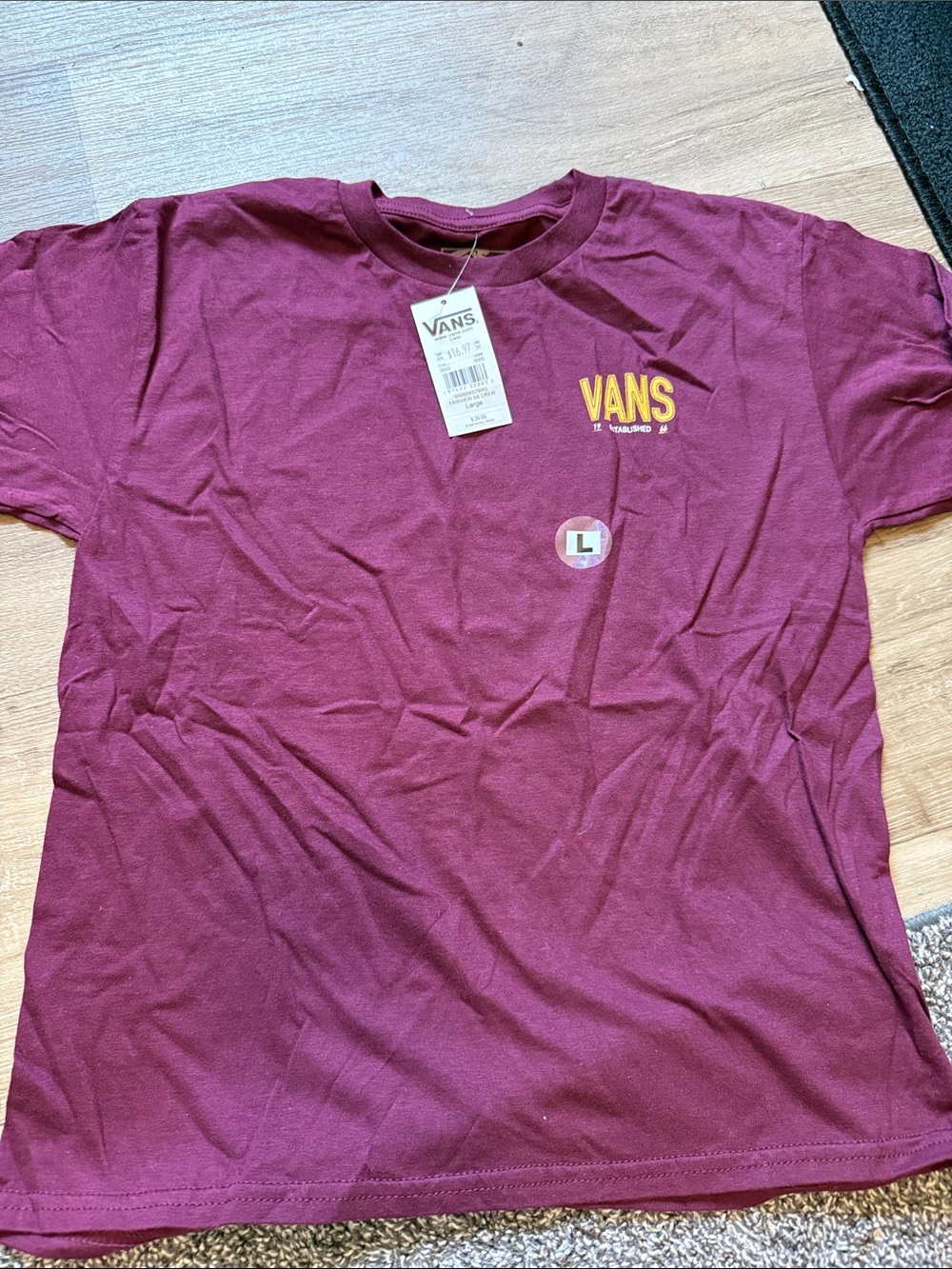 Vans Kids Short Sleeve Tee Burgundy with Yellow Logo